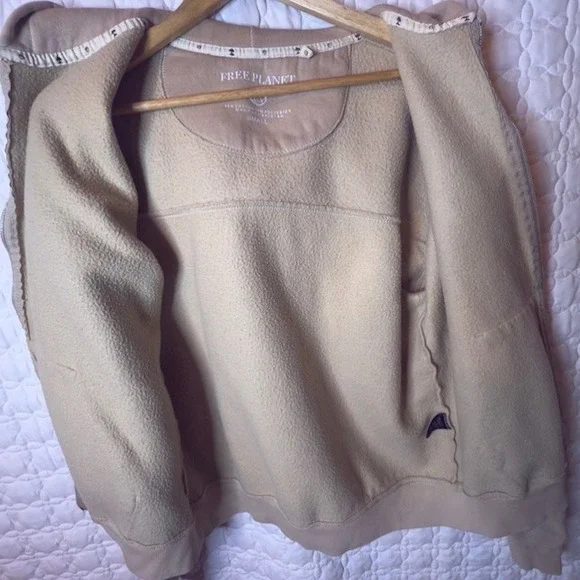 Free Planet Hoodie Beige Women's High Quality Brand Sz S Comfy Cozy - Picture 12 of 12